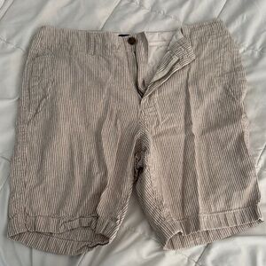 J. Crew Tan and White Flat Front Shorts
